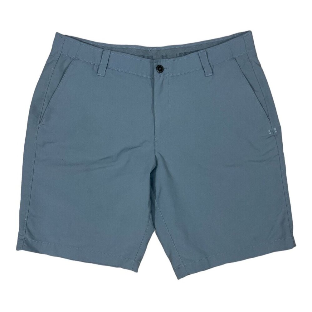 Under Armour Mens 38 Gray Stretch Flat Front Loose Fit Casual 9.5 Golf Shorts